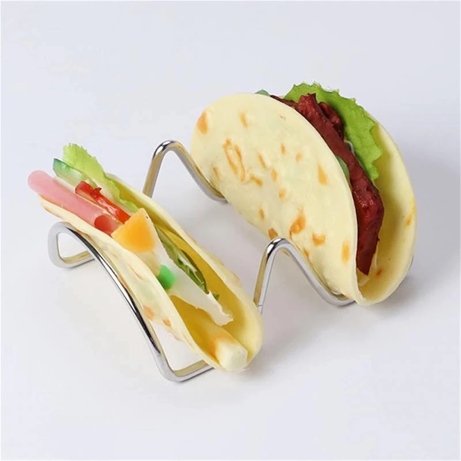 Taco Rack Shell Acier Inoxydable Taco Holder Stand Plateau Rack Four Restaurant Taco Grill Holder (Color : Silver, Size : 17.1x10.7x3.8cm)