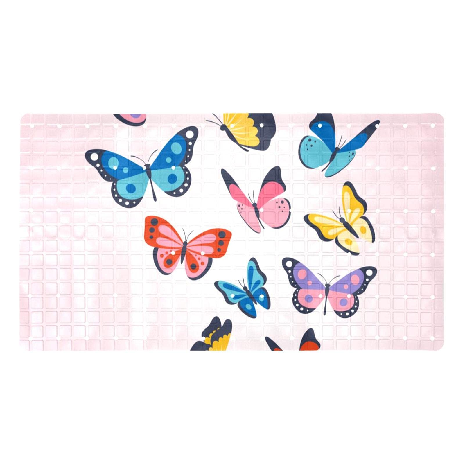 Tapis de bain antidérapant doux lavable baignoire ventouse papillon 14,7x26,9