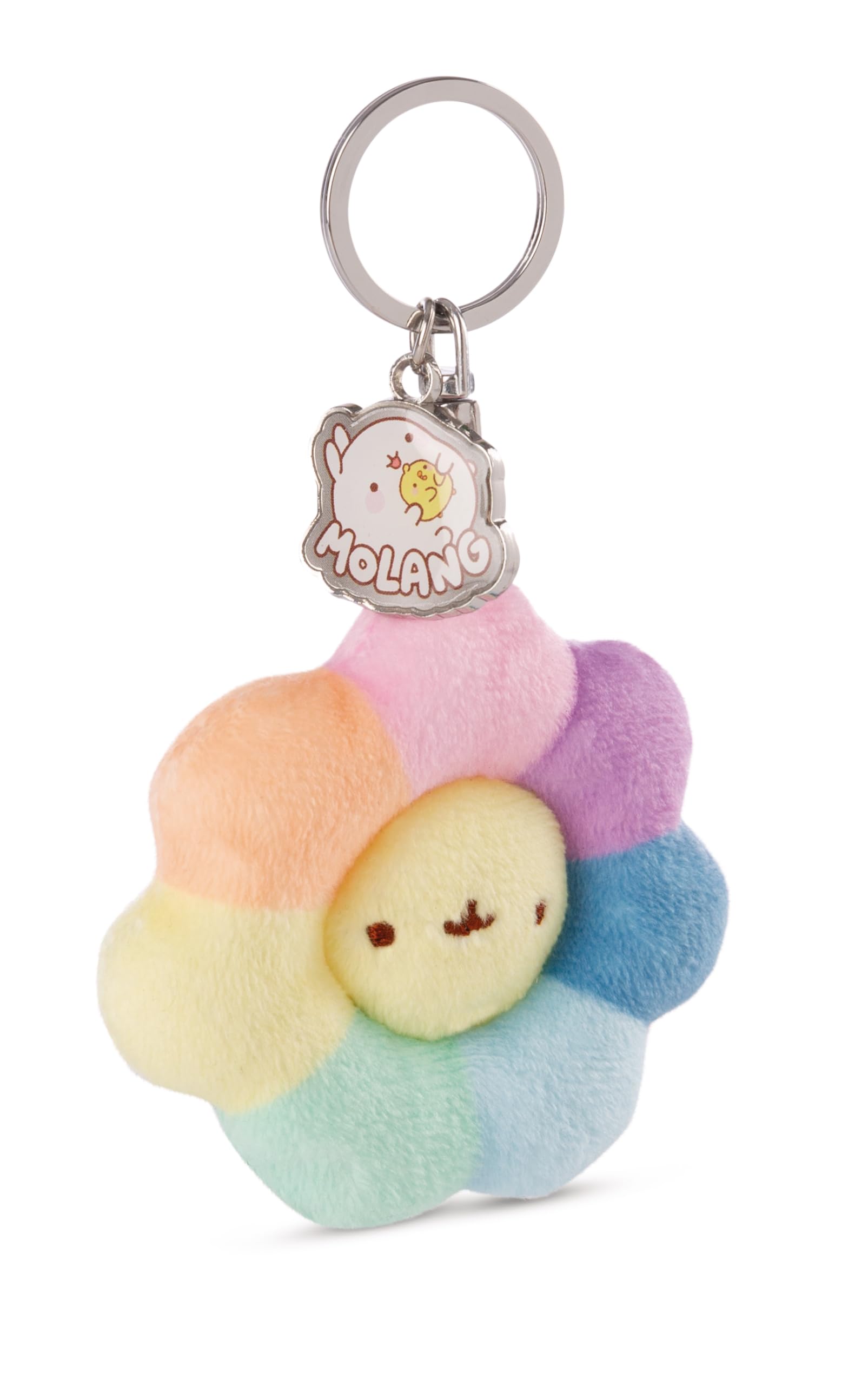 Portachiavi Fiore dell'arcobaleno 7cm colorato - Delizioso Ciondolo in Forma di Animale in Morbido Peluche con Anello per cordini e Pendenti