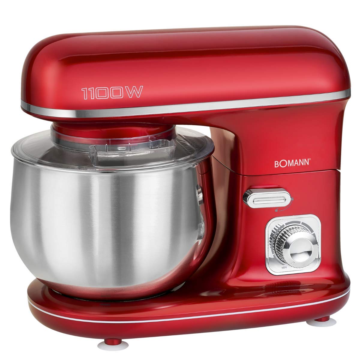 Robot de repostería - Amasadora de pan - Robot amasador - Robot de repostería profesional - Robot multifunción Bomann KM6010CB Robot amasador 1100 Watts Batidora/Amasadora/Batidora 5 Litros Rojo
