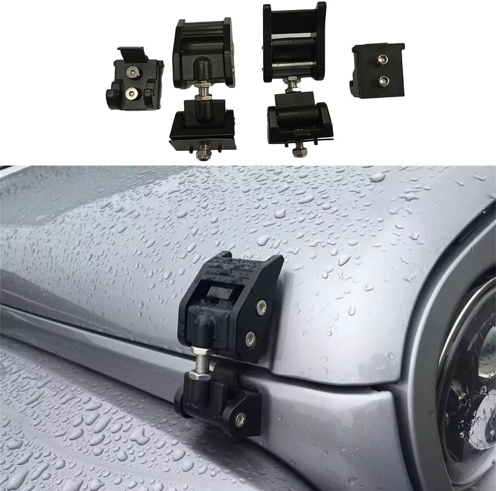 SXMA J142 Hood Catch Set Car Anti-Theft Hood Latches Catch Engine Lock Kit Compatible with 2007-2018 Je ep W Rangler Rubicon Sahara Freedom Sport JK JKU