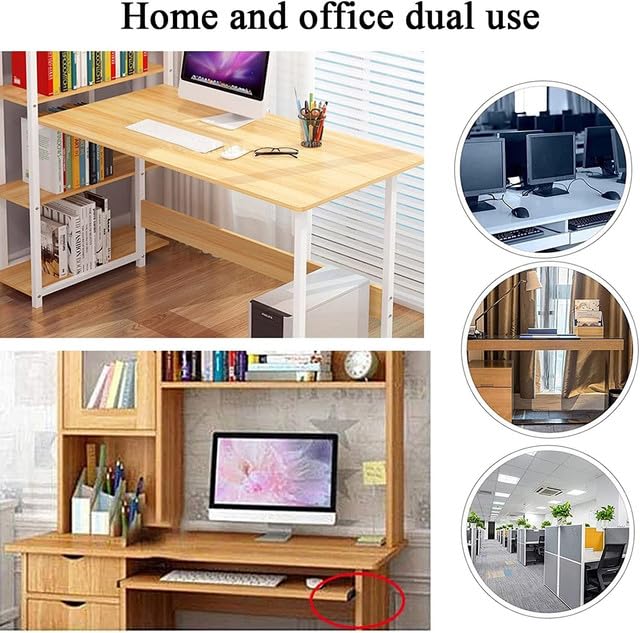Image of Heavy Duty Wooden Height Adjustable Keyboard Tray Under Desk with Height Adjustable- Perfect for Office & Home (Beige, 20 x 10 Inch)