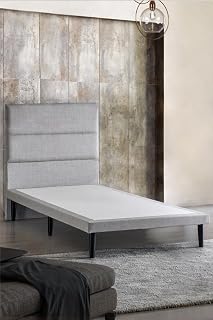 Niron Yatak Slim Baza ve Başlık Takımı - 90x190 Tek Kişilik Kumaş Kaplı Metal Karyola ve Başlık Seti