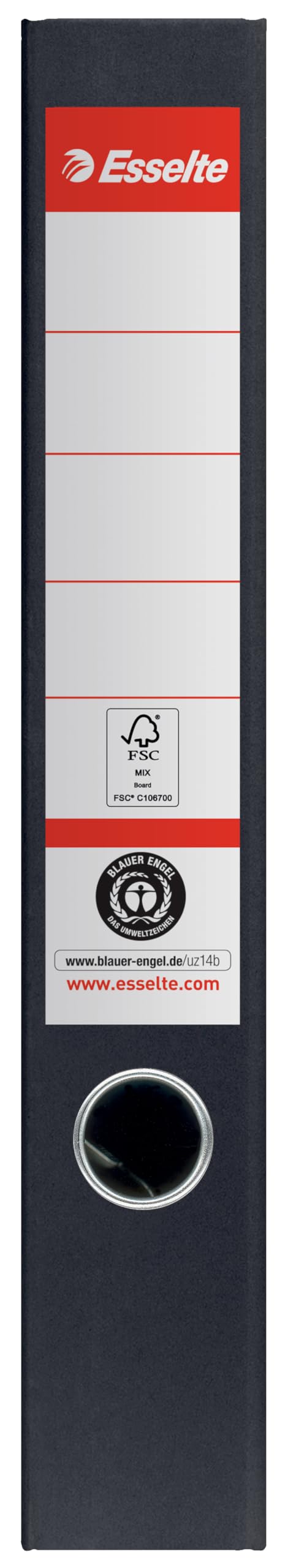 Esselte Raccoglitore a leva, capacità 350 fogli A4 (80 g/m²), 100% carta riciclata, nero, 627576