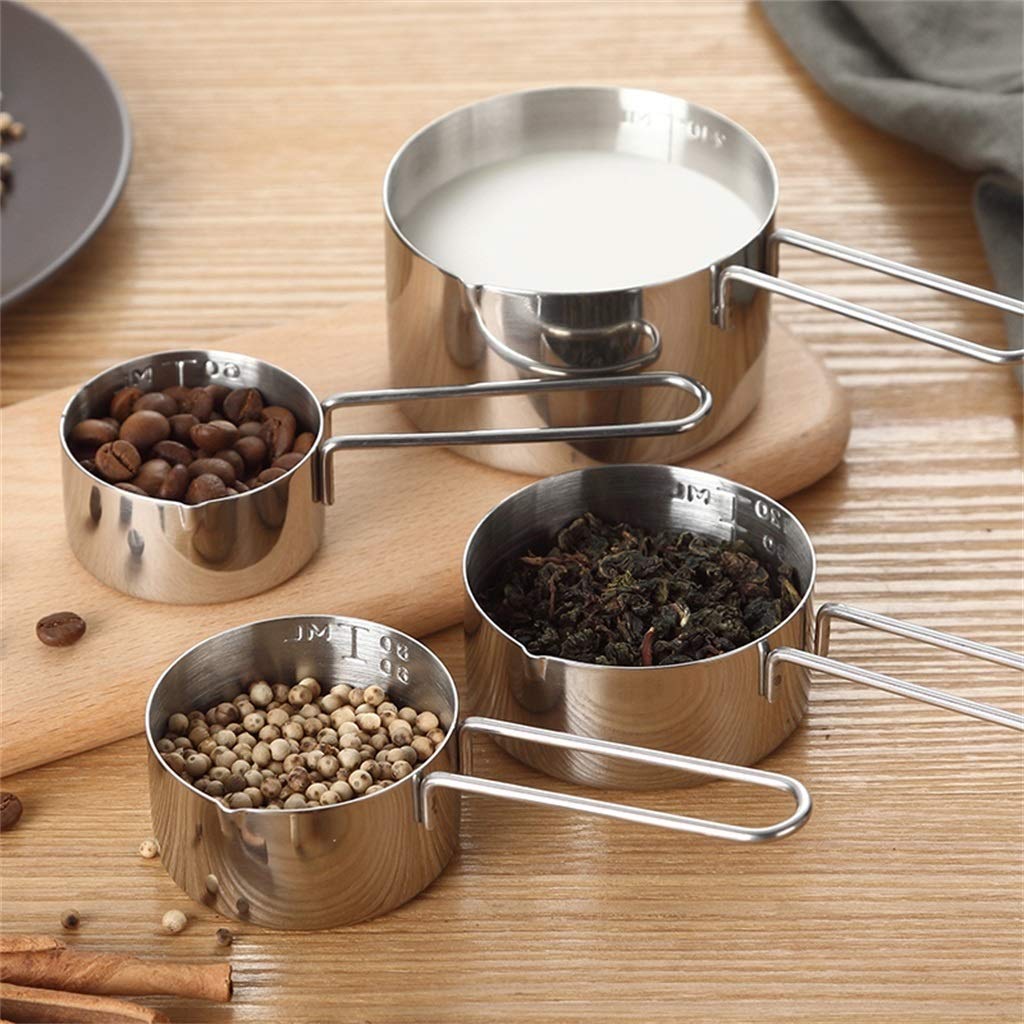 YDBC Tasse À Mesurer, Ensemble De Quatre Pièces Acier Inoxydable Clair Échelle Paroi Intérieure Brossée Facile À Nettoyer Outils De Cuisson