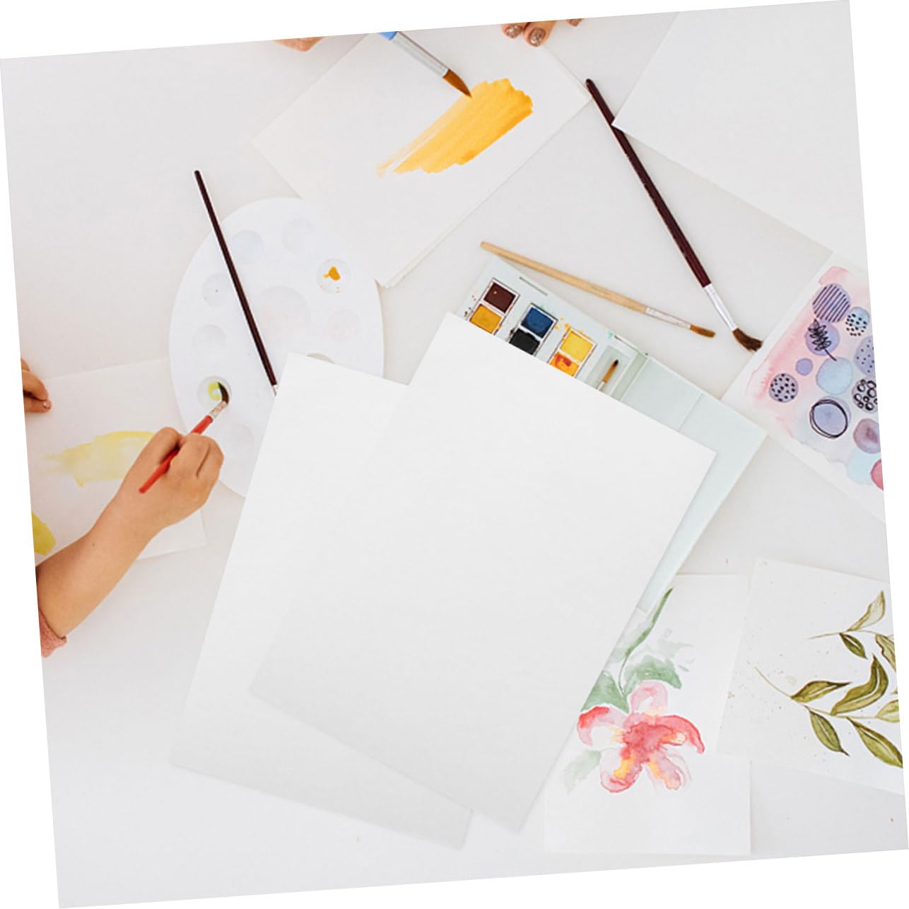 Aquarellpapier 100 Blatt Weißes Dickes Papier für Malen | Künstlerpapier für Wasserfarbe und Wassermalerei, 100 Blätter im Blockformat