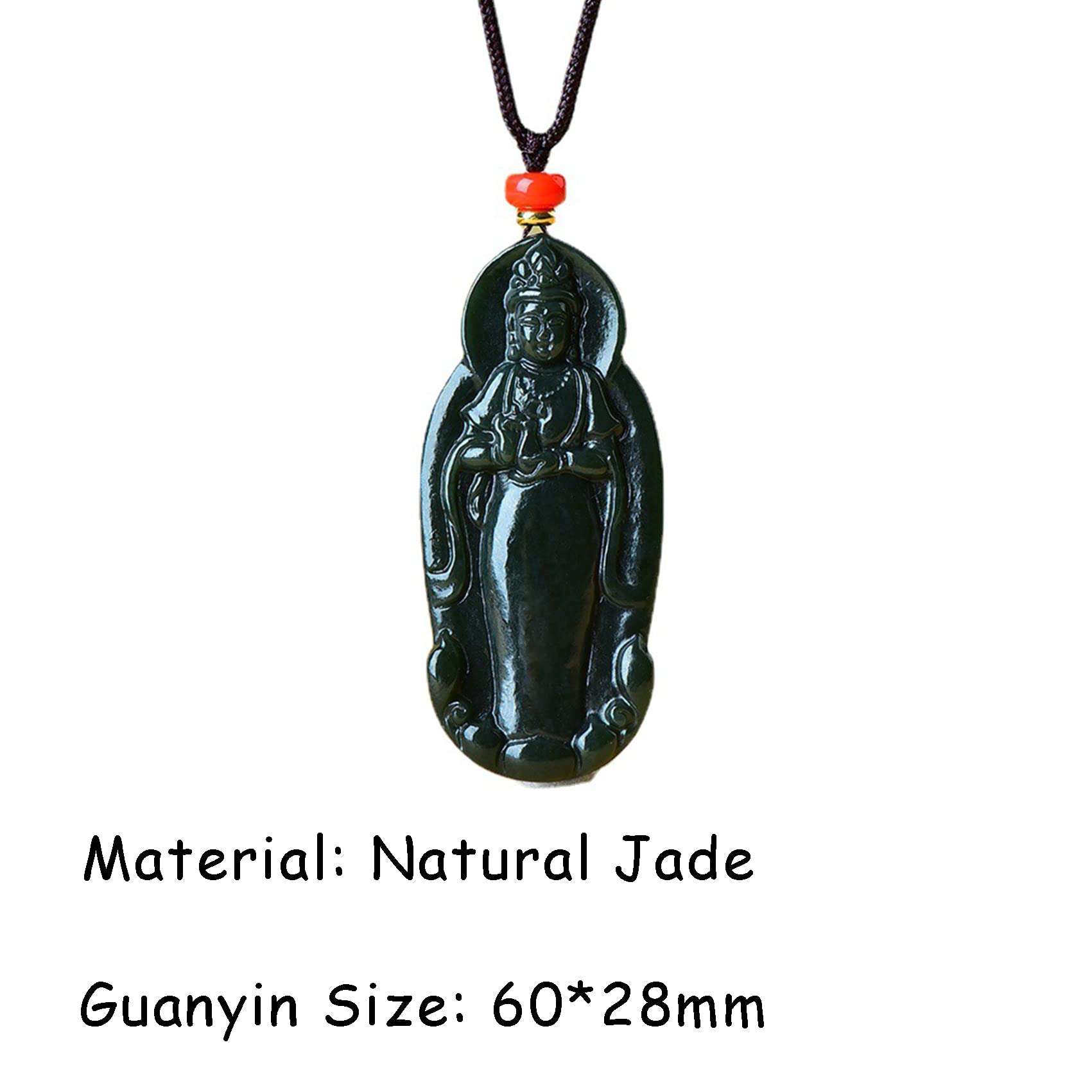 Naszyjnik z kamienia jadeitu, naszyjnik z jadeitu Feng Shui, wisiorek z zawieszką Guanyin, naturalny naszyjnik z jadeitu, amulet Buddy, biżuteria dla mężczyzn i kobiet, talizman z kamienia jadeitu, dł