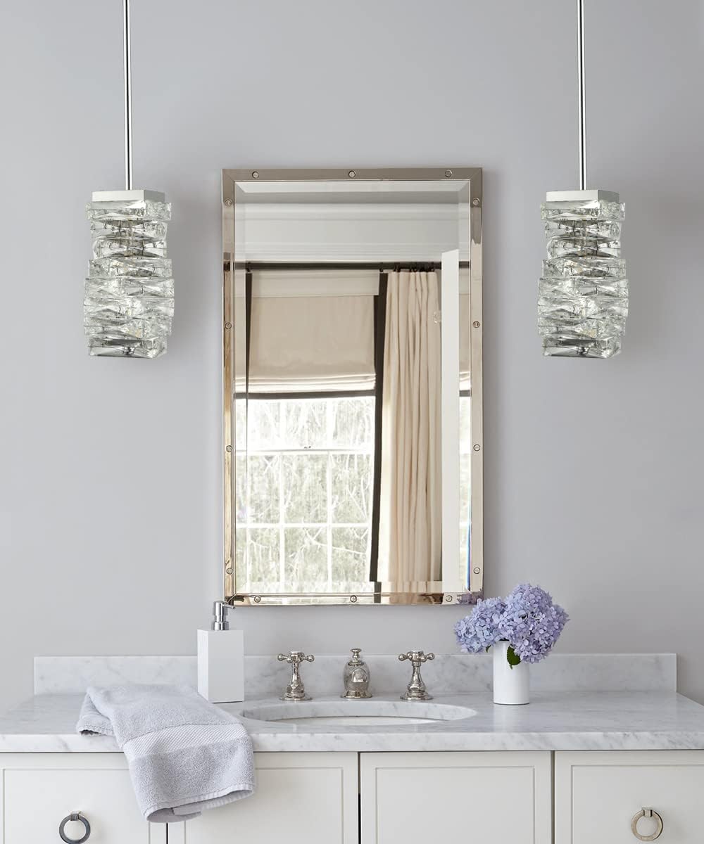 Modern Crystal Pendant Light Bathroom LED Chrome Mini Pendant Lights Kitchen Island, 8W, 4000K, NOT Dimmable