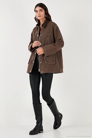Lela Regular Fit Ceket Yaka Kadife Ekose Astarlı Ceket Mont Bayan MONT 6810330