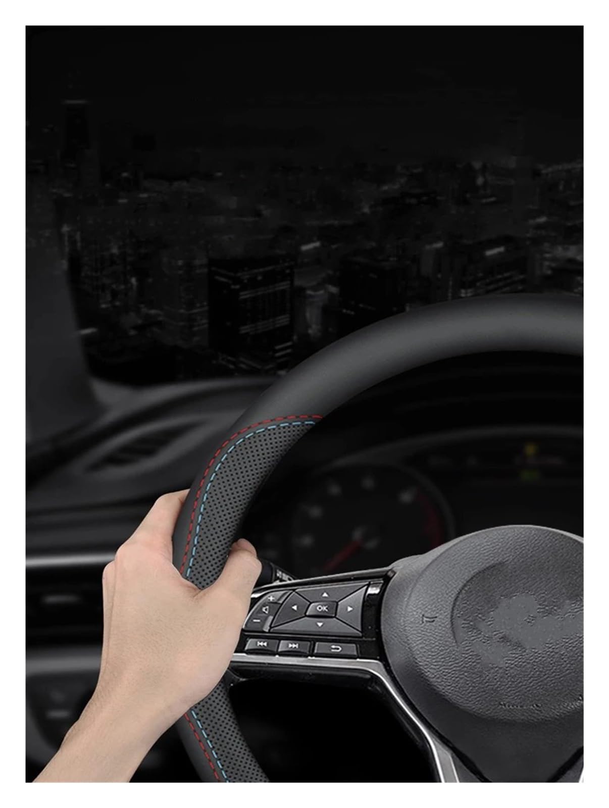 Auto Lenkradschoner Leder Lenkrad Abdeckung Auto Griff Handschuhe Zubehör Für Nissan Für Versa Für Blatt Für Nismo Für Sentra Für Pulsar Lenkradabdeckung(DX-B) Auto & Motorrad