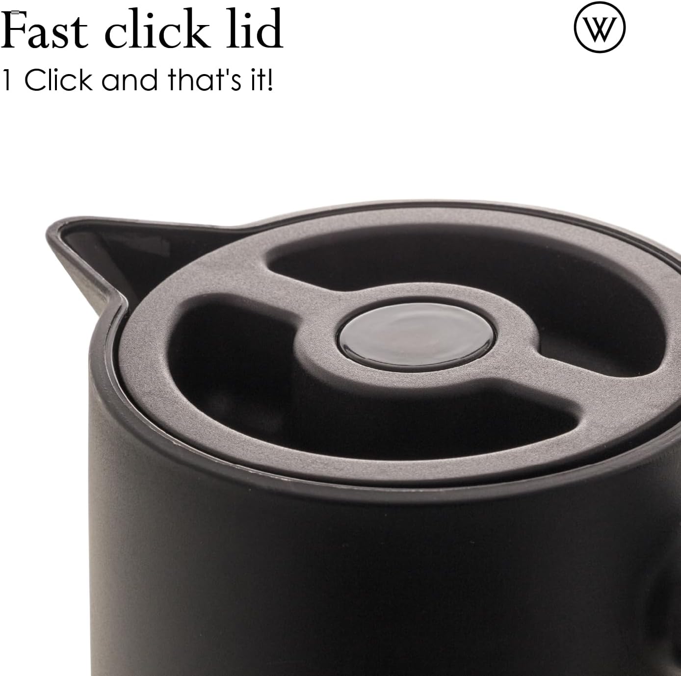 WOLFF - Thermal Coffee Carafe - 34oz / 1L Insulated Plastic Exterior Carafe for Hot or Cold Drinks - Leakproof Coffee and Tea Dispenser with Wood-like Handle and Glass Liner - Black, 34floz/1L