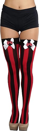 Miniatura 6 de ToBeInStyle Medias anchas verticales a rayas altas hasta el muslo para mujer