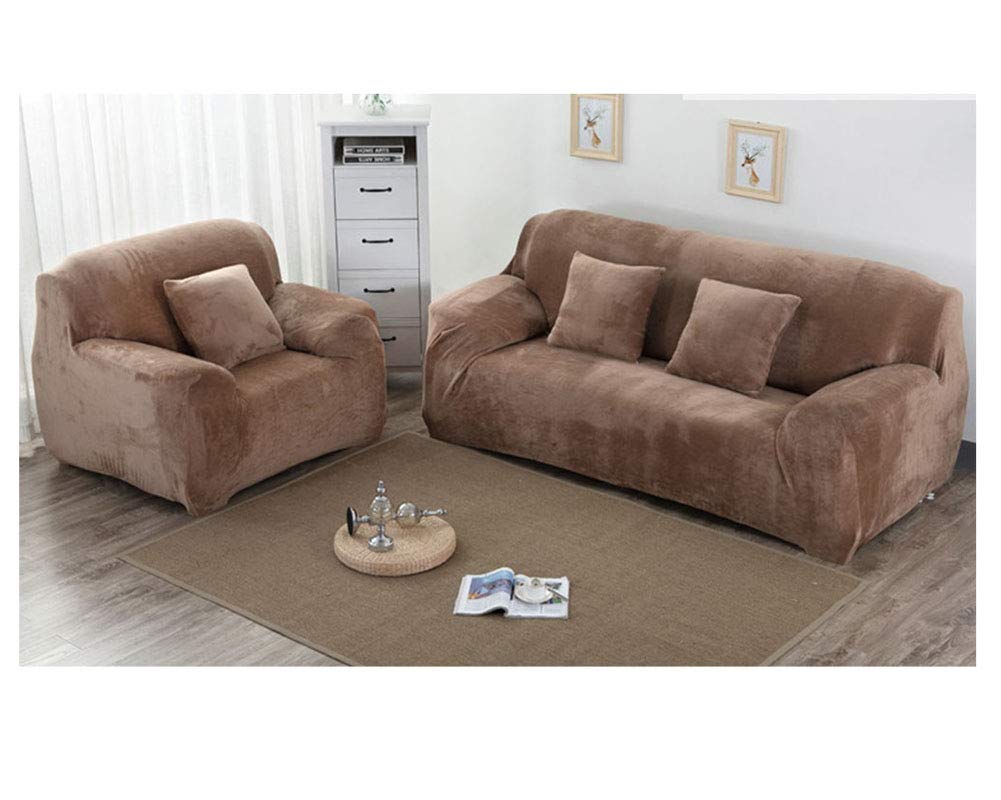 Gruby pokrowiec na sofę czysty kolor ochraniacz na sofę aksamit łatwe dopasowanie wielbłądzi 235 * 300 cm (4 osoby)
