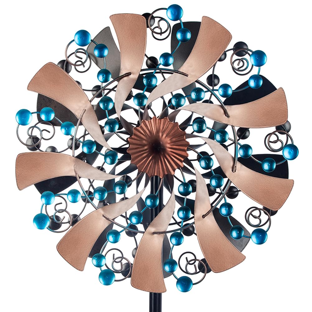 DREAMSOUL 13 Inch Wind Spinners Outdoor with 5 Stable Stake, Kinetic Metal Wind Spinners for Yard and Garden
