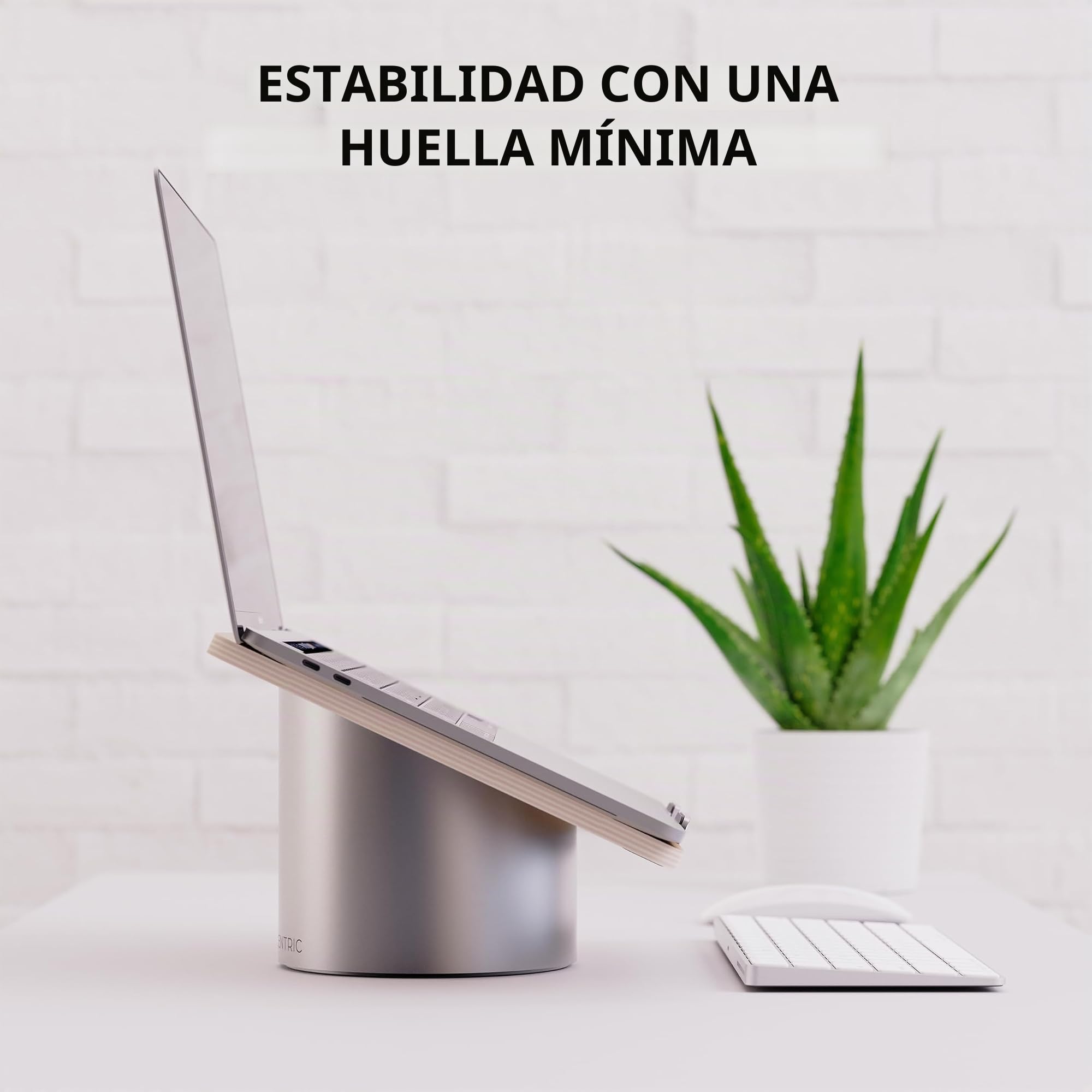 HumanCentric Soporte para computadora portátil para Escritorio – Elevador para computadora portátil en Aluminio Gris Espacial, Compatible con MacBook, Soporte ergonómico de Madera de Nogal Negro