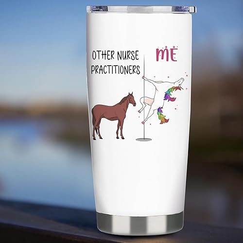 Miniatura 5 de Regalos para enfermeras, vasos para enfermeras, estudiantes, regalos de graduación para enfermeras locas de unicornio, taza de viaje de 20 onzas con