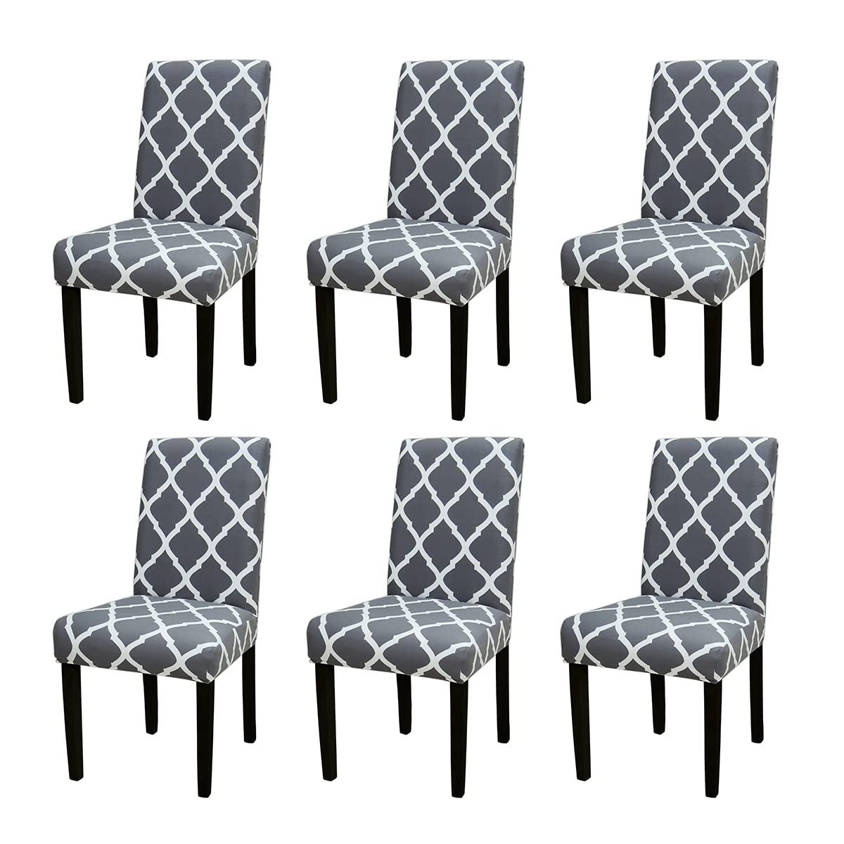 YEESSION 6 Pieces Stretch Removable Washable Short Dining Chair Covers, Dining Room Chair Protector Seat Slipcover for Hotel,Banquet,Wedding,Party (Style 18)