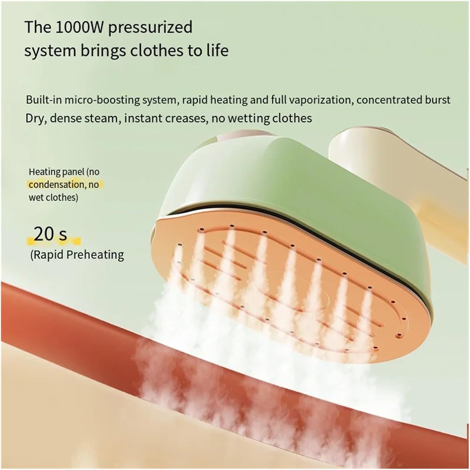 Travel Steamer for Clothes, Mini Electric Iron Does Not Hurt Clothes Portable Handheld Hanging Ironing Machine Dry Wet Steam For Home Travel,Portable Steam Iron(Green)