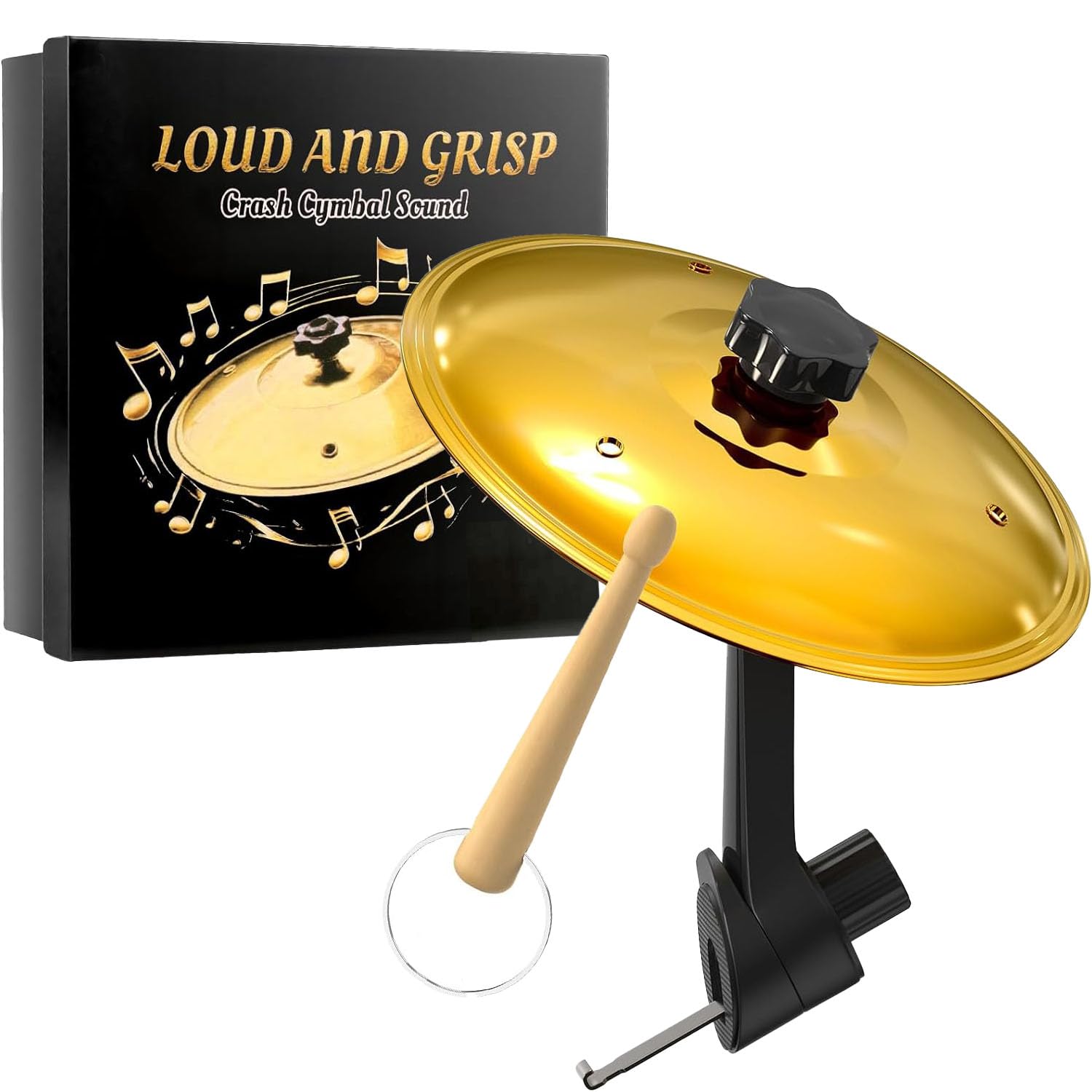 Car Air Vent Mini Drum Crash Cymbal with Striking Stick - Fun Car Interior Accessory, Universal Fit for All Vehicle Types （gold）