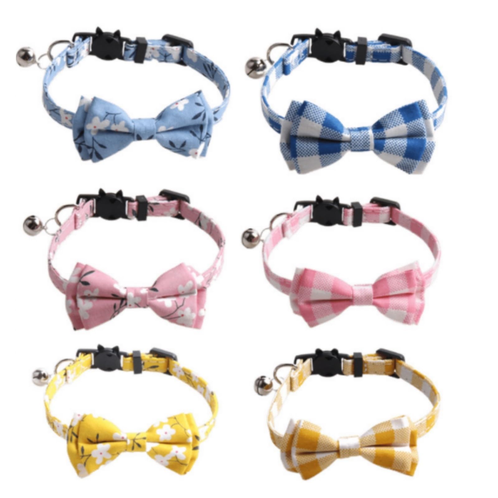 Collares Ajustables para Gatito Collar For Gato con Cascabel, Hebilla Y Lazo Ajustable para Perros(Pink)