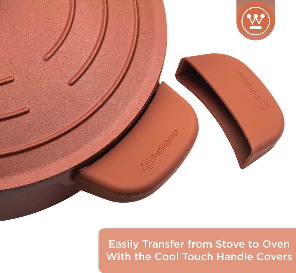 Westinghouse Performance Series Sauté Pan Casserole with Lid & Handle | Non-Stick, PFOA-Free Quantanium Coating | Fast Heating Cast Aluminum, Induction, Hobs, Gas & Oven Safe Cookware (Orange, 28 cm) 2
