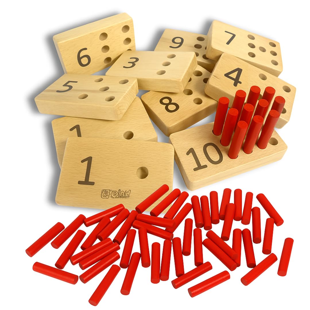 BrainyTots Pegs for Numbers Peg Board | Set of 10 Pegs | for Kids 1, 2, 3 Years Old