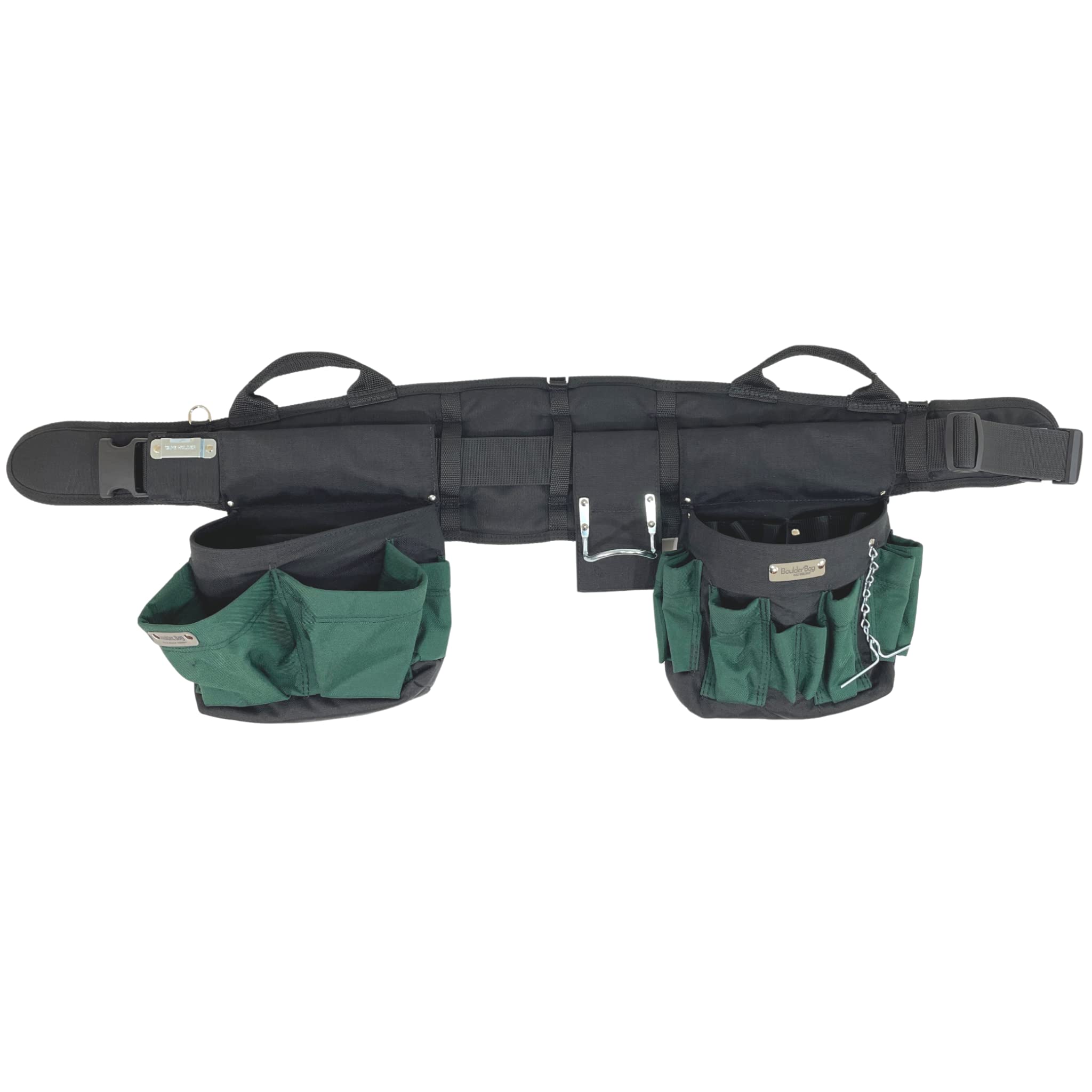 Electrician Tool Belt USA Made - Quick Release Buckle, 25 Pockets, Comfort Combo With Hammer Holder - Small Green Professional Belt - View #4
