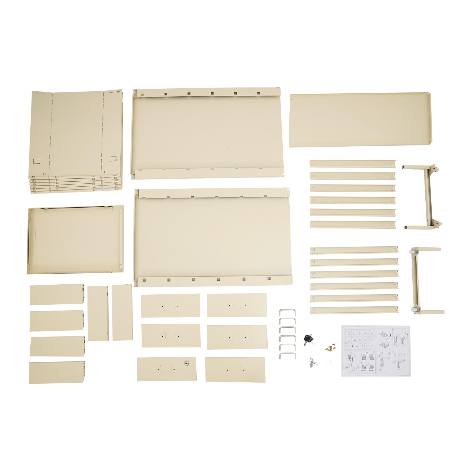 Abschließbarer Schrank Schreibtisch Unterschrank Rollcontainer mit Schubladen 6 Stufen Schubladenschrank Aufbewahrungsschrank Metallschrank Blechschrank für Büro, Arbeitszimmer (Beige)