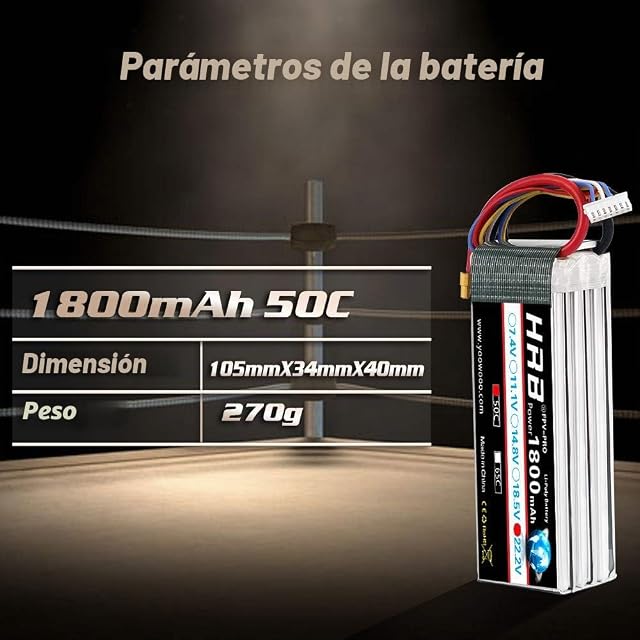 Foto 5 de 6 de HRB 2pcs 1800mAh 6S 22.2V 50C Batería LiPo con XT60 a Deans T Conector para SAB380 Alinear 470 ALZRC Devil…