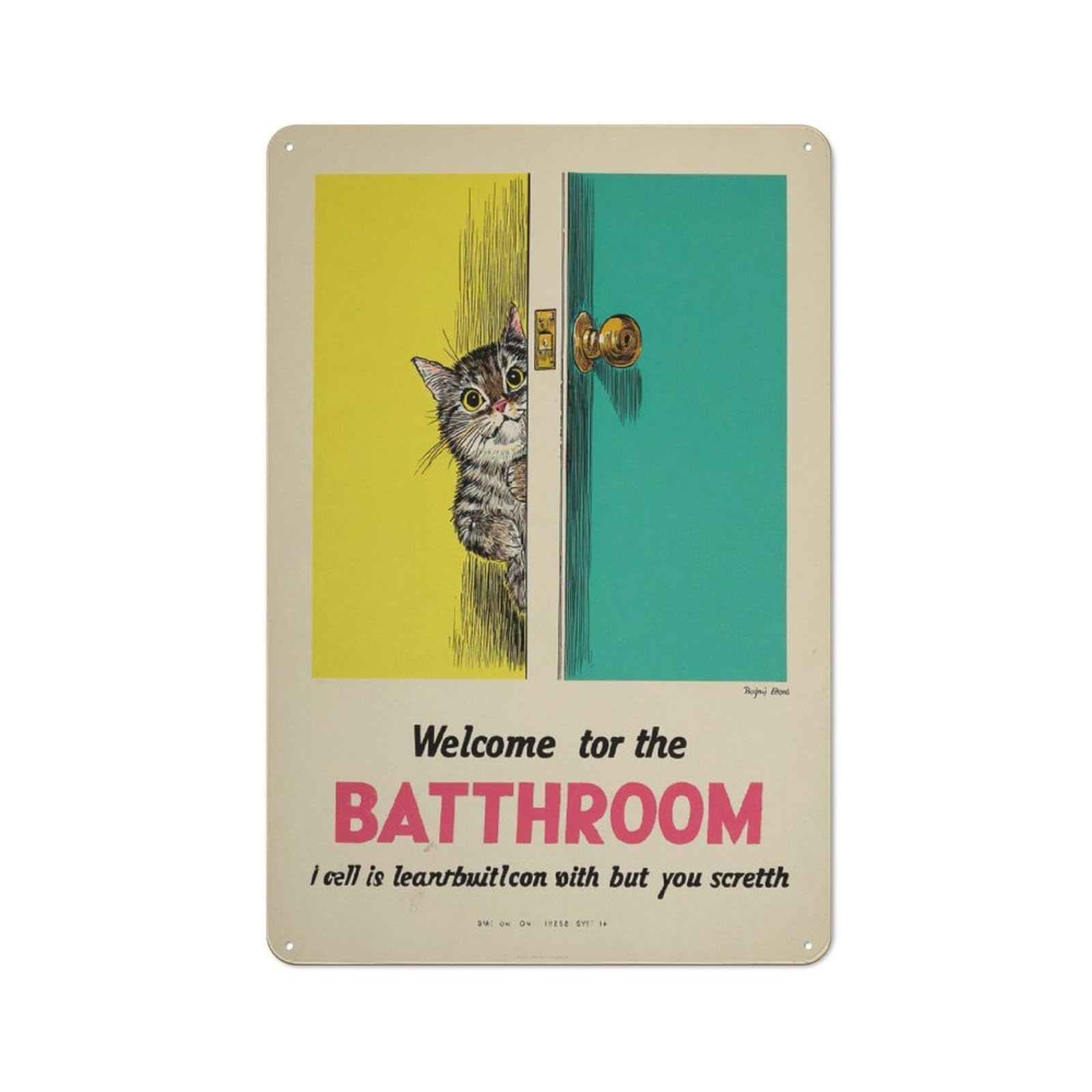 Junmoney Peek-A-Boo Bathroom Vintage Metal Gift Sign 30X20cm, Home Wall Decor For Bedroom, Kitchen, Office Or Living Room