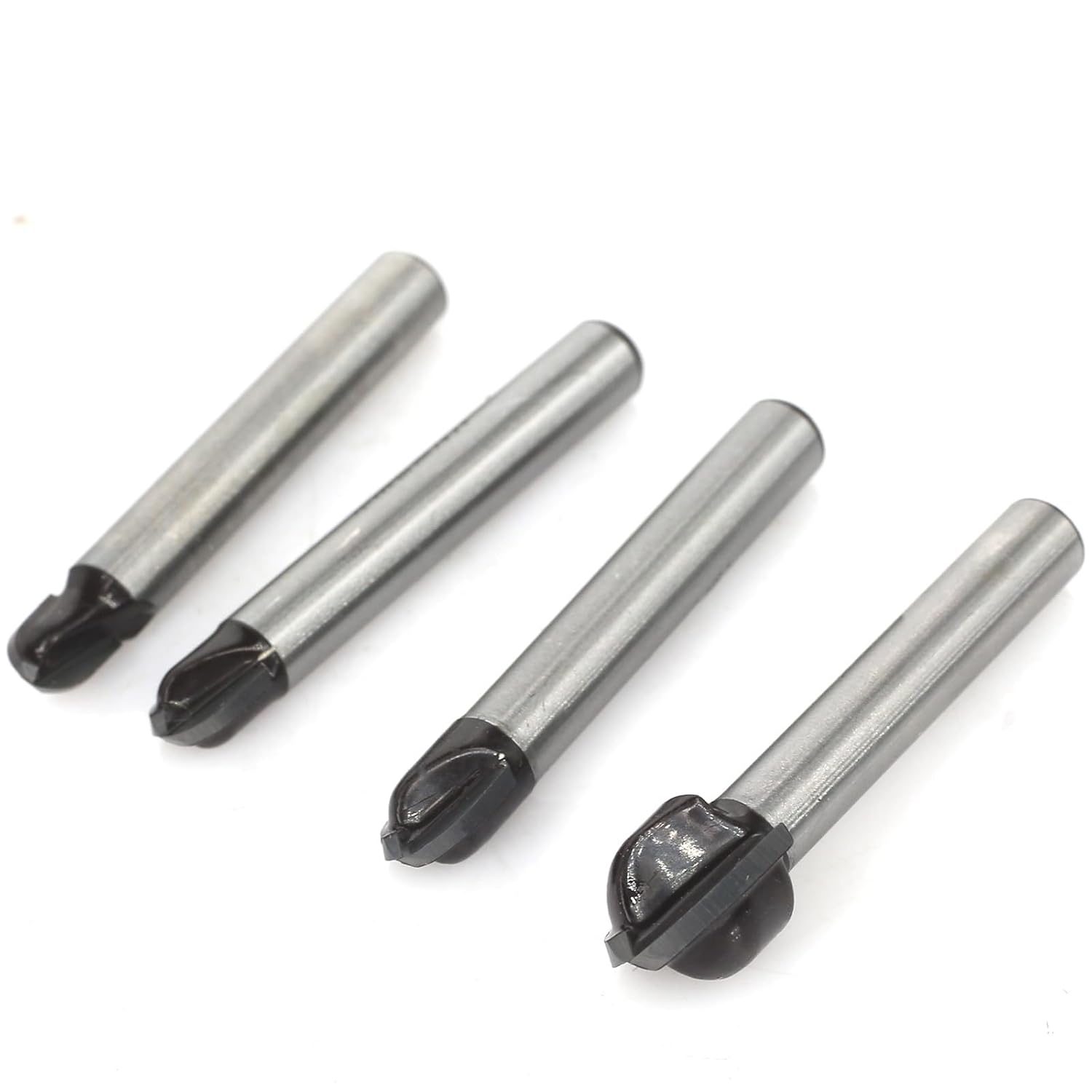 4Pcs Core Box Router Bit Set,1/4 Shank Radius 1/8",5/32",3/16",1/4",Half Round Groove Router Bit,Round Nose Bis,Double Edging Cove Bits for Wood Grooving