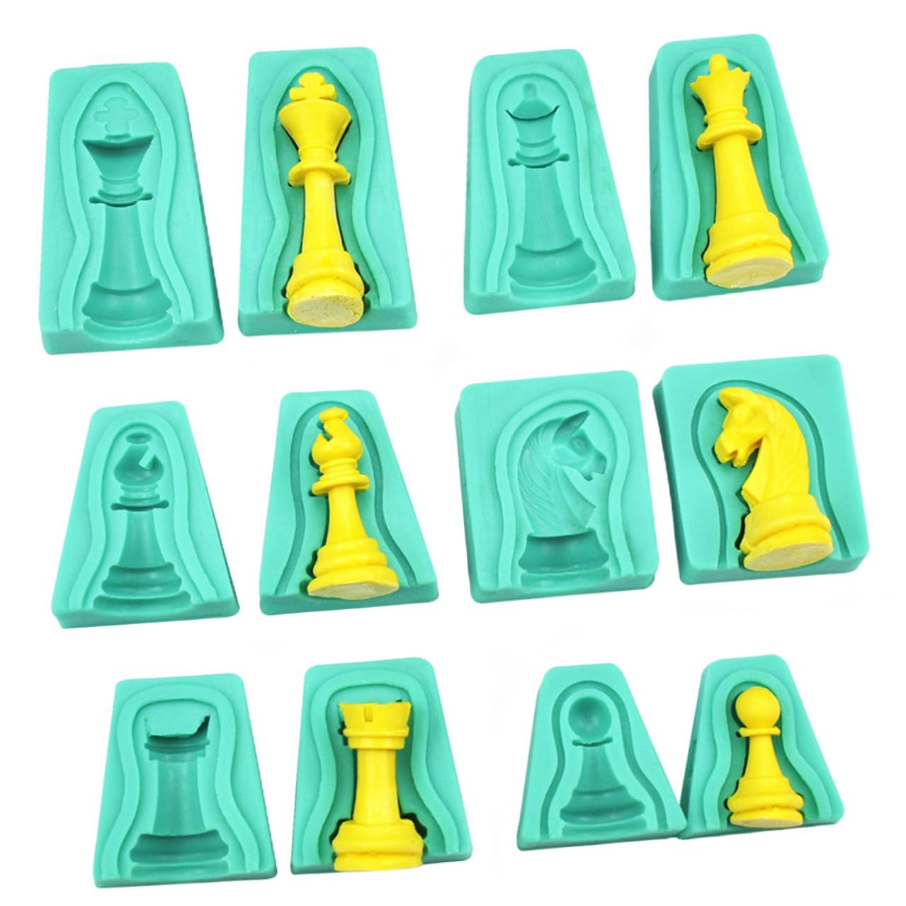 Molde de Silicona para Ajedrez 12 Piezas, Verde, para Hornear