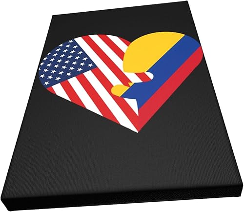 Miniatura 2 de Lienzo decorativo para pared, diseño de corazones, bandera de Estados Unidos y Colombia, decoración del hogar, 12 x 18 pulgadas