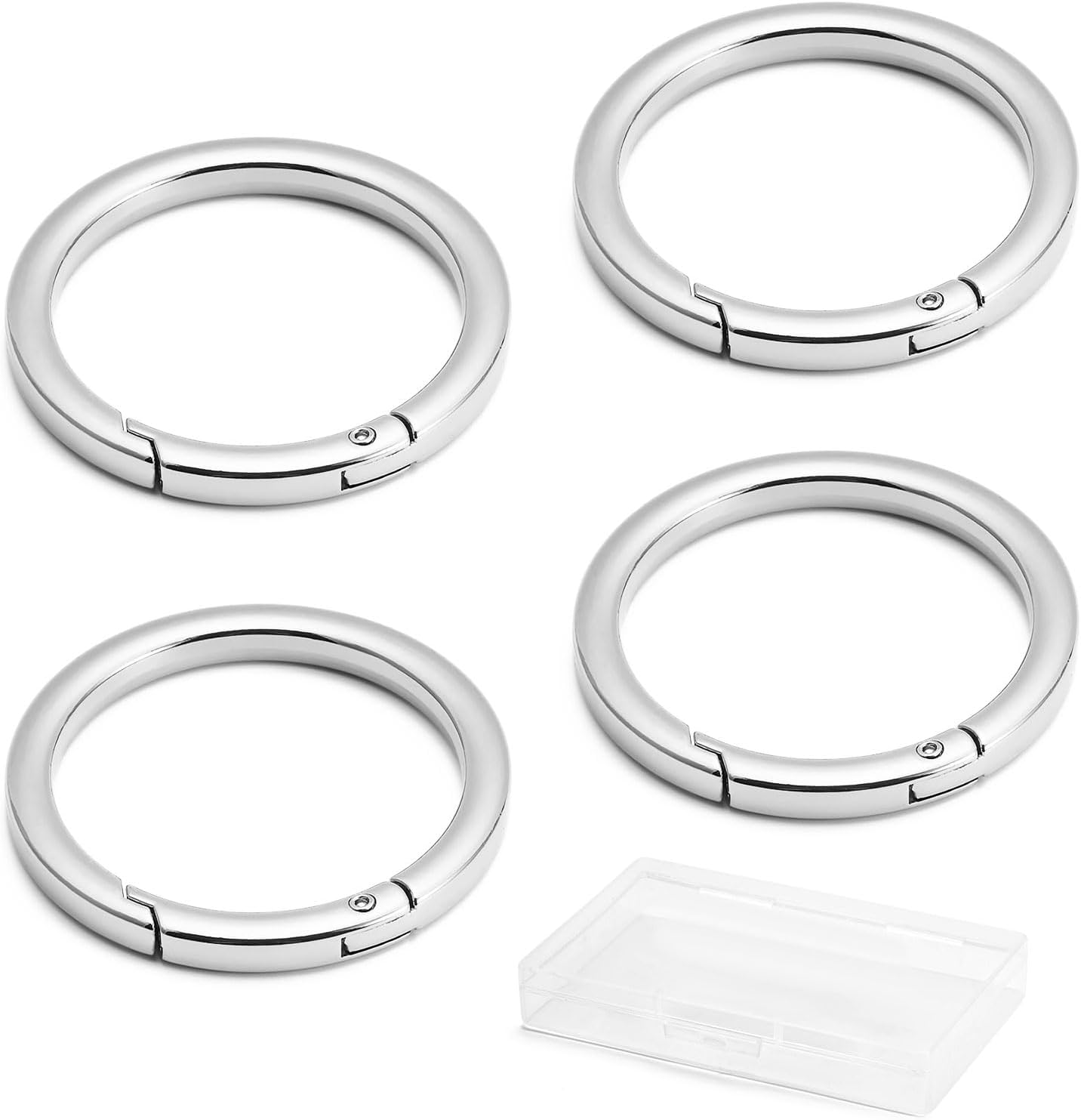 DEVPSISR 4pcs Flat Trigger Spring O Rings,Metal Keychain Ring Round Carabiner Clips for Keyrings Buckle, Bags,Purses,Purses image 3