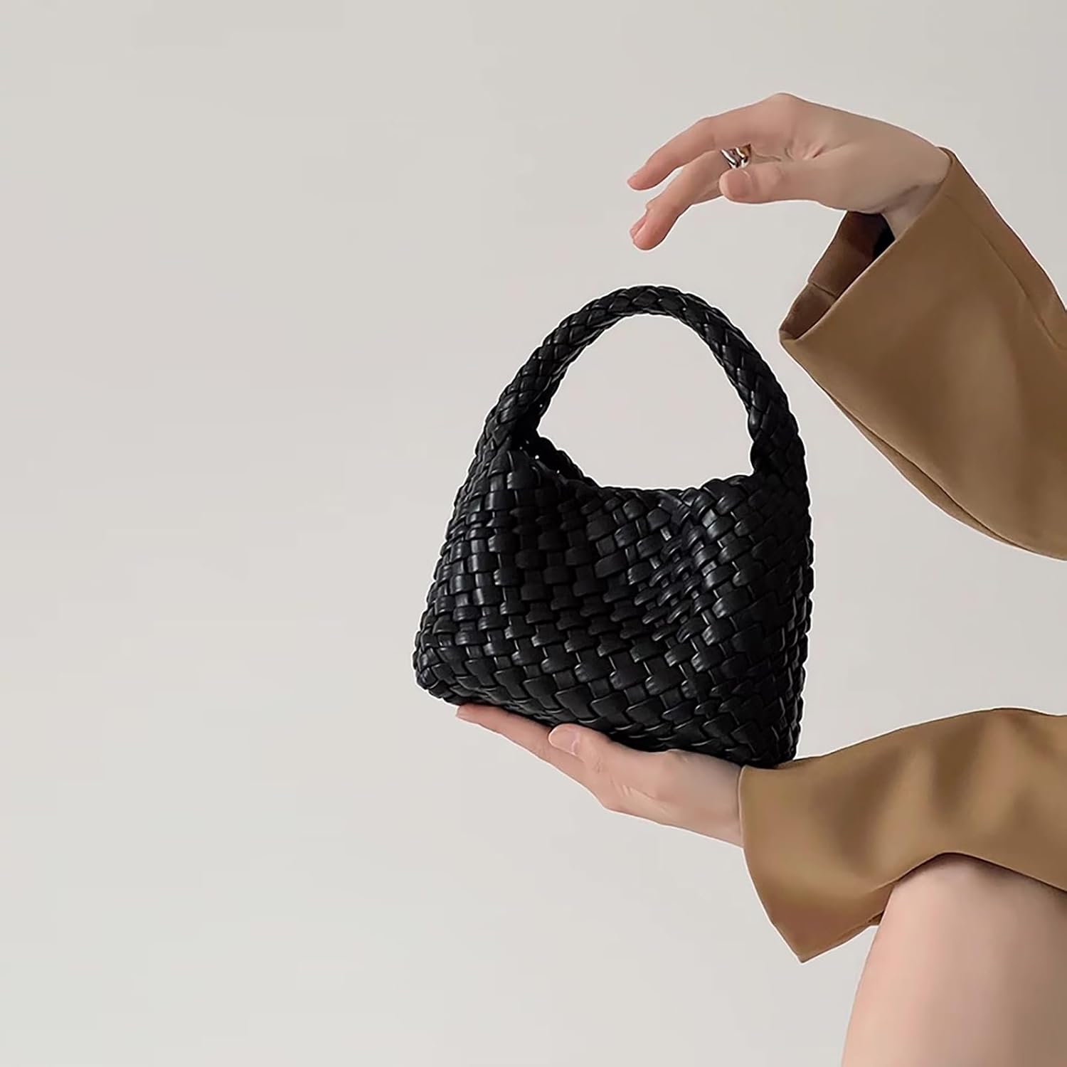 JINMANXUE Fashion Mini Handbag For Women, Woven Tote Bucket Composite Bag Knitting Chain Bags, Crossbody Shoulder Purses - Image 8