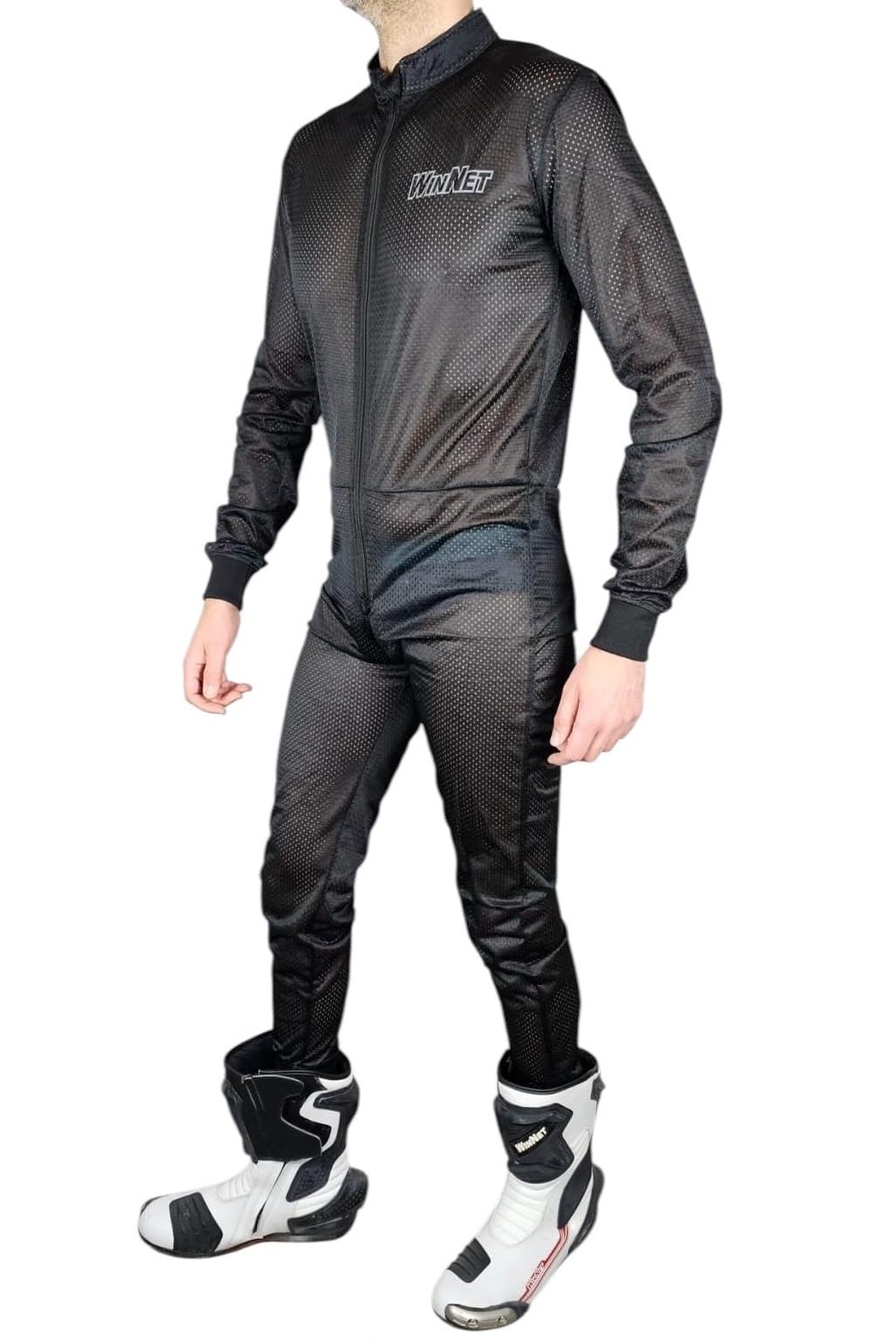 WinNet Sottotuta da Moto go kart estivo Traspirante Ventilato Intero Monopezzo leggero tessuto micro forato traforato mesh sotto tuta