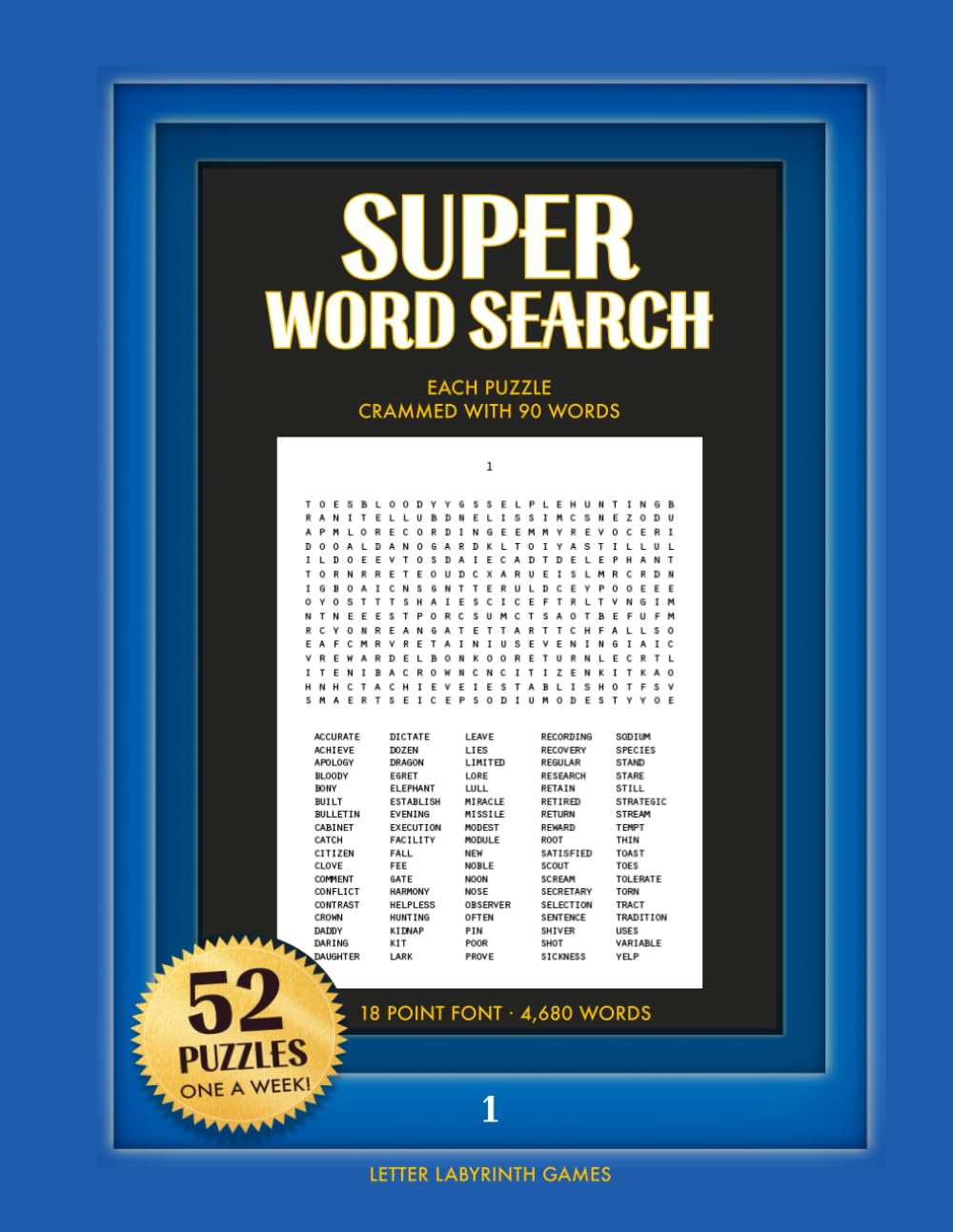 Super Word Search: Challenging Word Find – Each Puzzle Crammed with 90 Words – For All Ages
