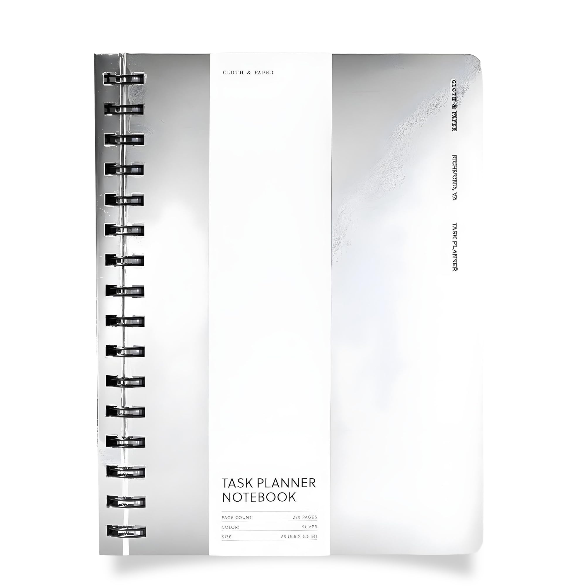 Cloth & Paper Exotic Spiral Notebook A5 - Argento (note a righe) | 110 fogli/220 pagine | Taccuino a spirale a righe medie, diario di scrittura per appunti, lavoro o studio