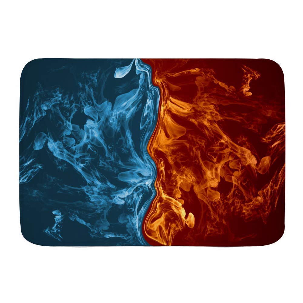 Arfurt Bath Mat Rug,Abstract Fire and Ice Element backgroundPlush Bathroom Decor Mats with Non Slip Backing,31.5" X 19.5"