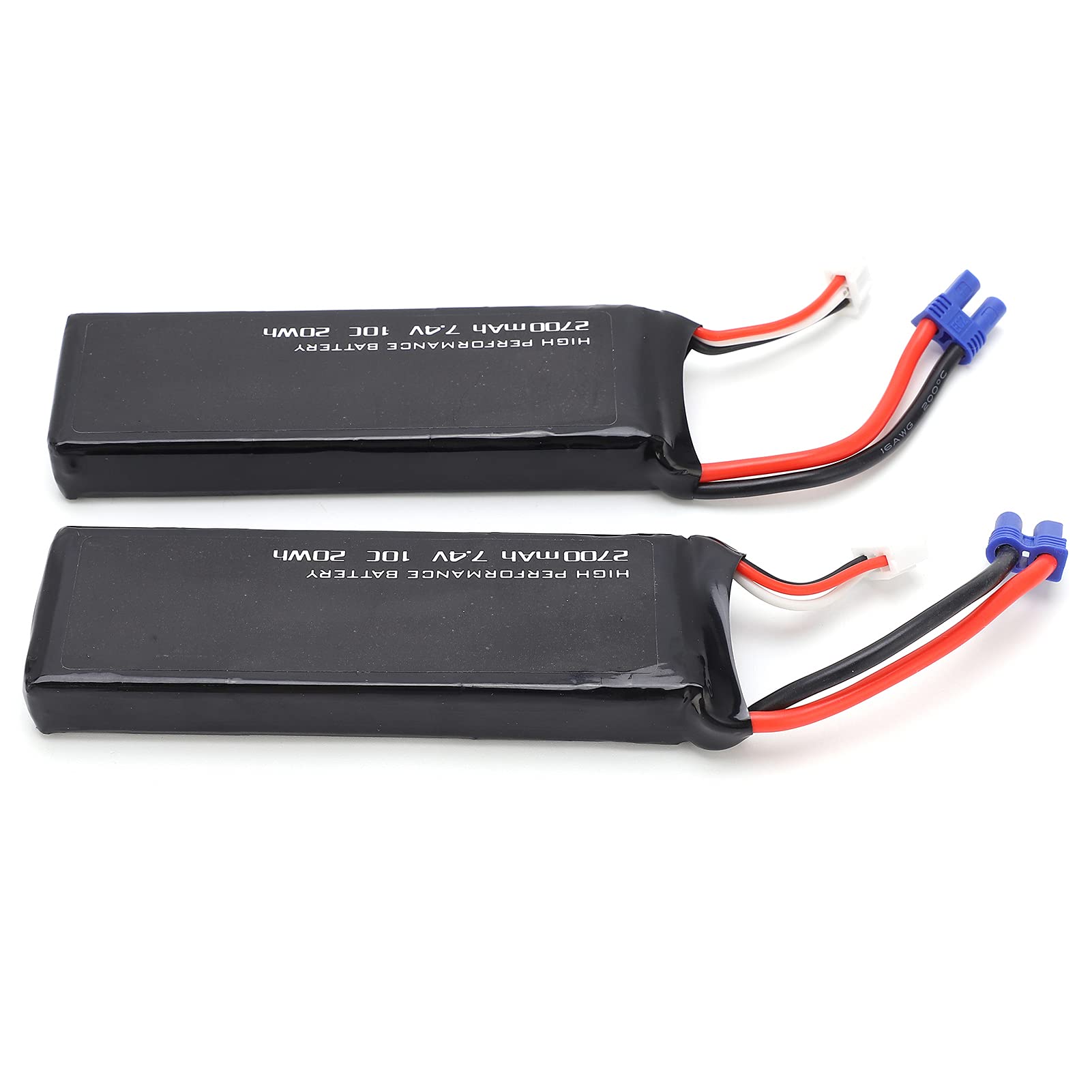 Batteria Lipo, 2 Pezzi 7,4V 2700mAh Ricaricabile con Caricatore Bilanciamento, Batteria Polimeri Litio for Drone H501 Modelli RC Fotografia Aerea Gare