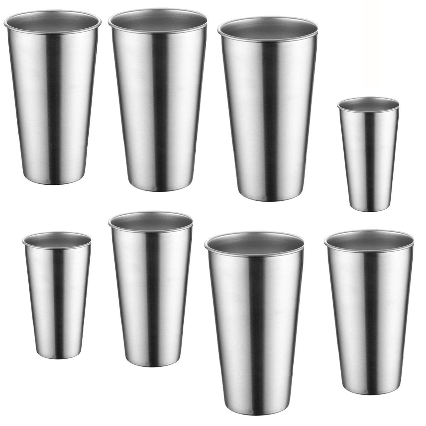 Ensemble de verres à liqueur en métal argenté et tasses de bière durables