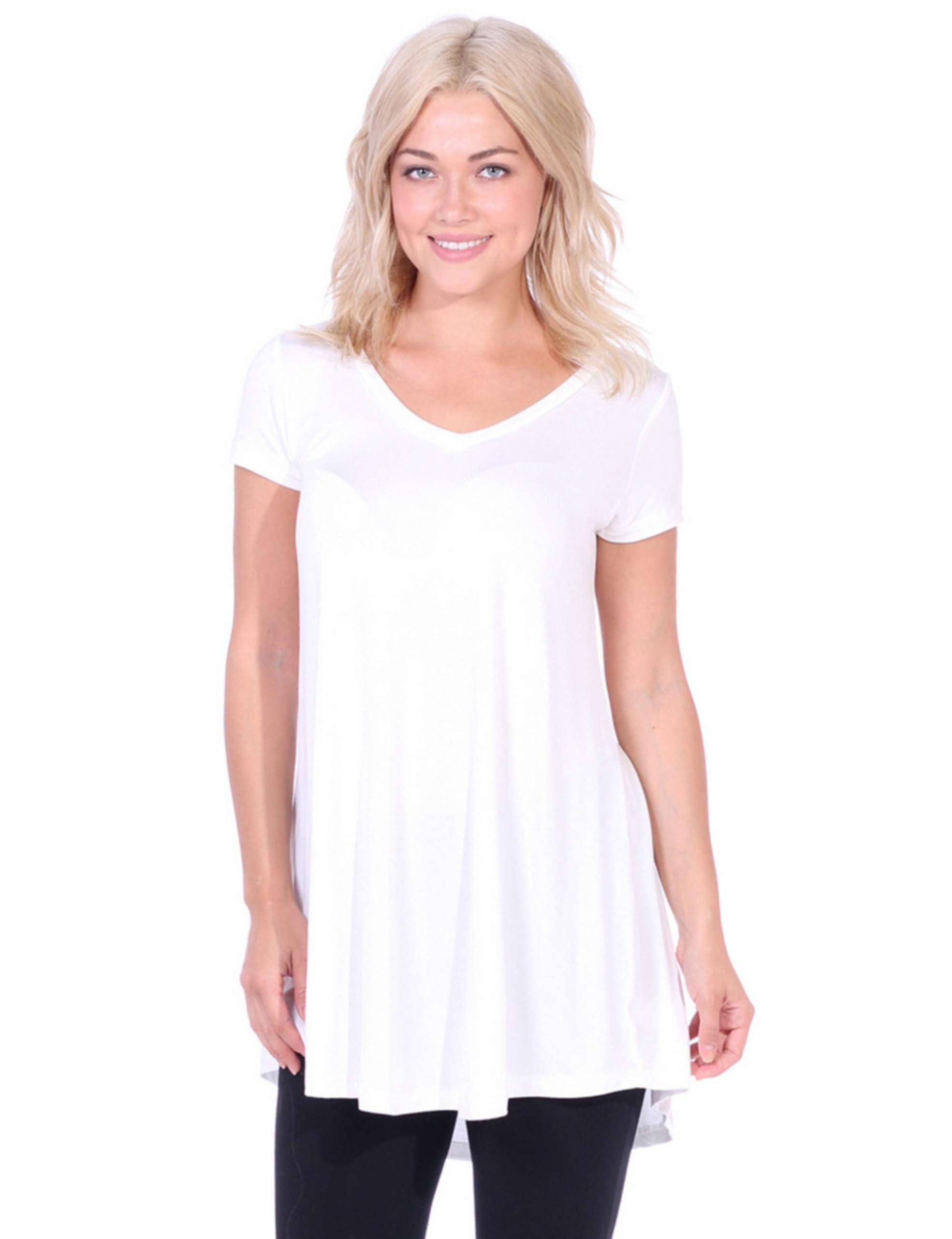 Popana Womens Short Sleeve Summer Tunic Tops to Wear with Leggings Loose Fit Plus Size