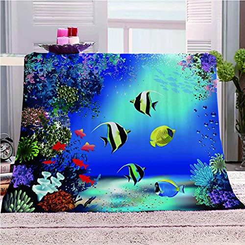 Couverture impression 3D douce au toucher motif océan microfibre - 2