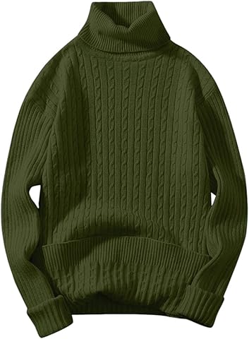 2025 Suéter de lana de invierno para hombre, cuello redondo, camisa de fondo con cuello alto, todo a juego, con hebilla