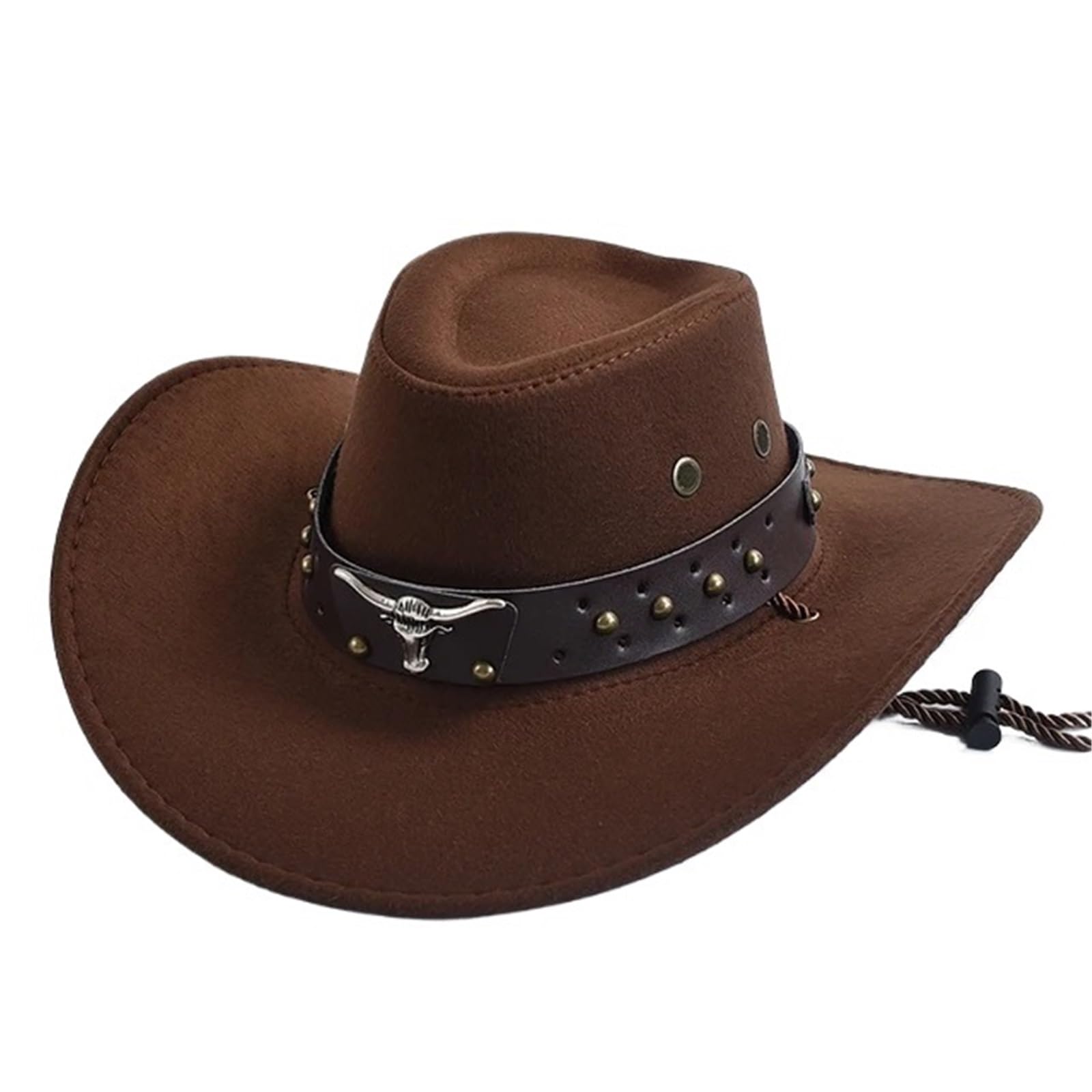 vrfvsdasAAS cowboy hat, Cowboy Hat Artificial Suede Western Hats Vintage Cowgirl Jazz Holidays Party Cosplay(Coffee Brown)