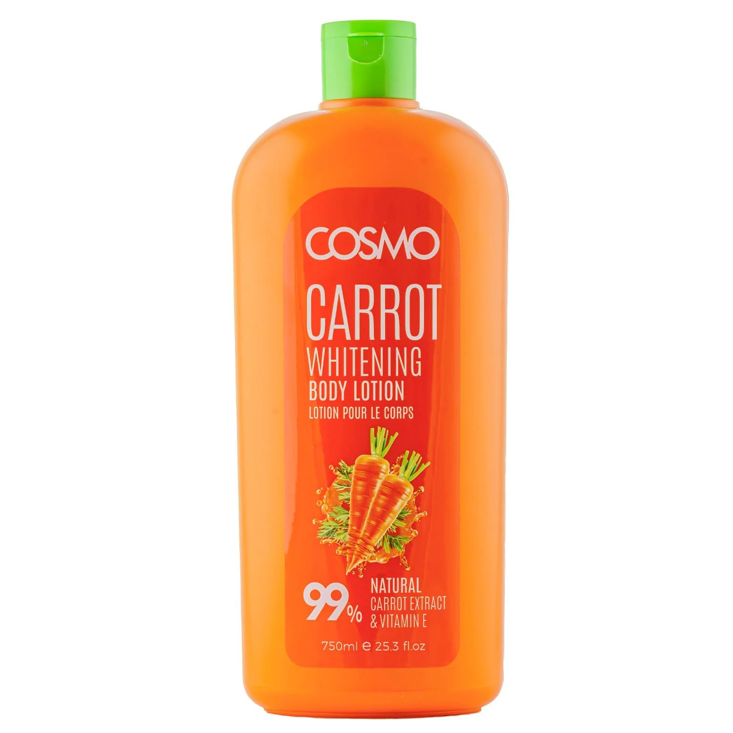 CD COSMO DESIGNSCarrot Whitening Body Lotion 750ml, Natural Carrot Extract and Vitamin E, All Skin Types, Daily Moisturizer Care, for Men and Women