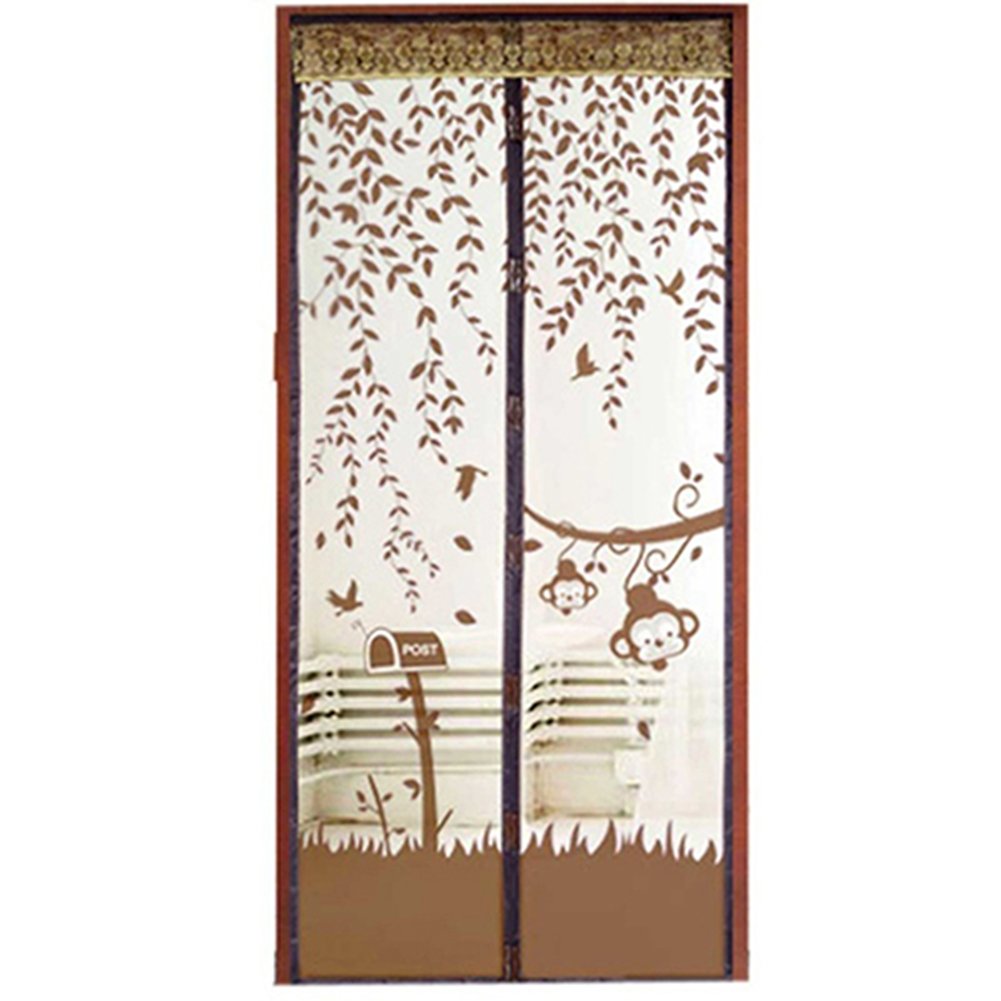 Gemini_mall Brown Gemini_mall® Magnetic Flying Insect Door Screen Mesh Curtain Mosquito Net (90Cm X 210Cm, )