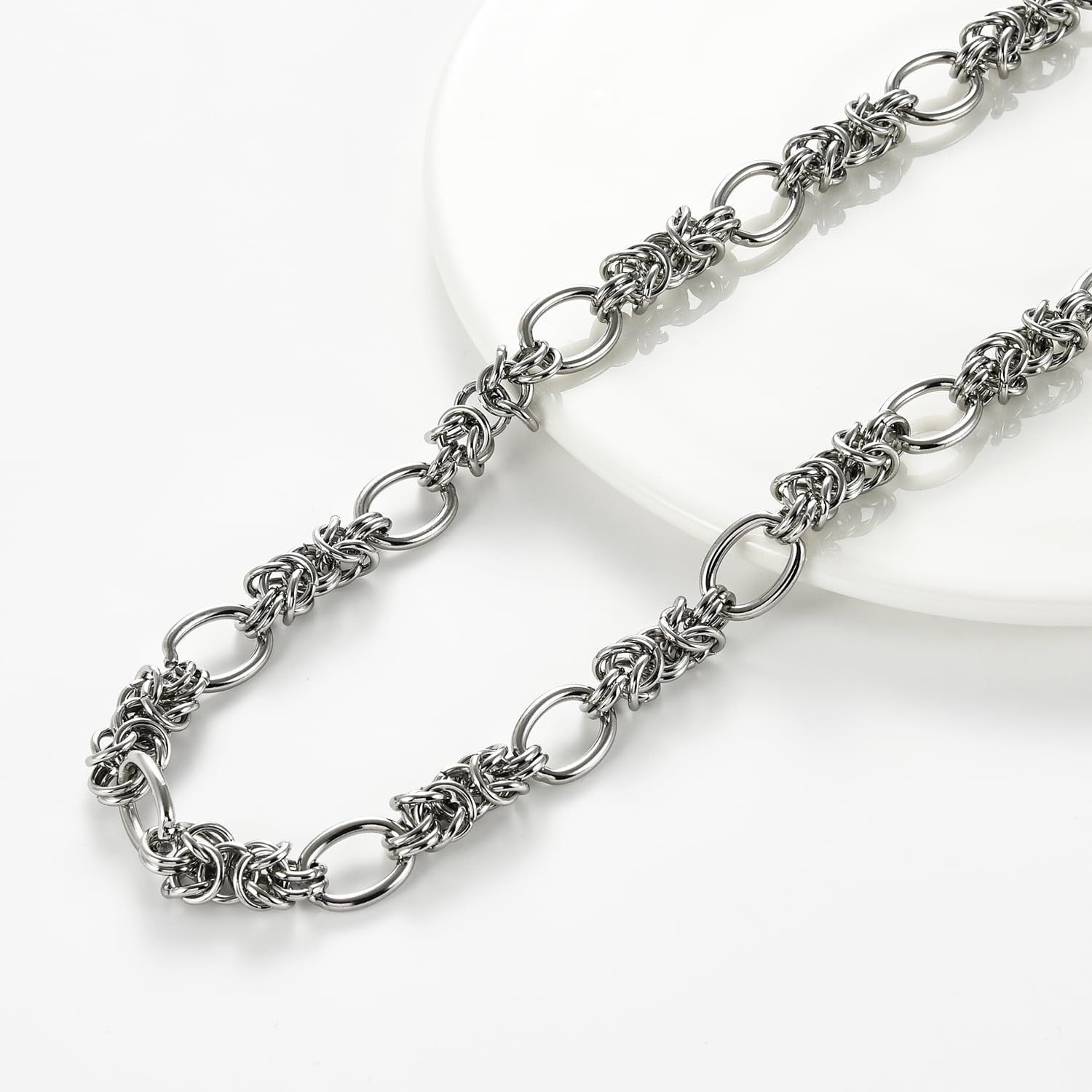 Hiphop Stainless Steel Interlocking Oval Chain Necklace 10MM Punk Tie a knot Thick Link Chains Chunky Jewelry For Men Women - Image 2