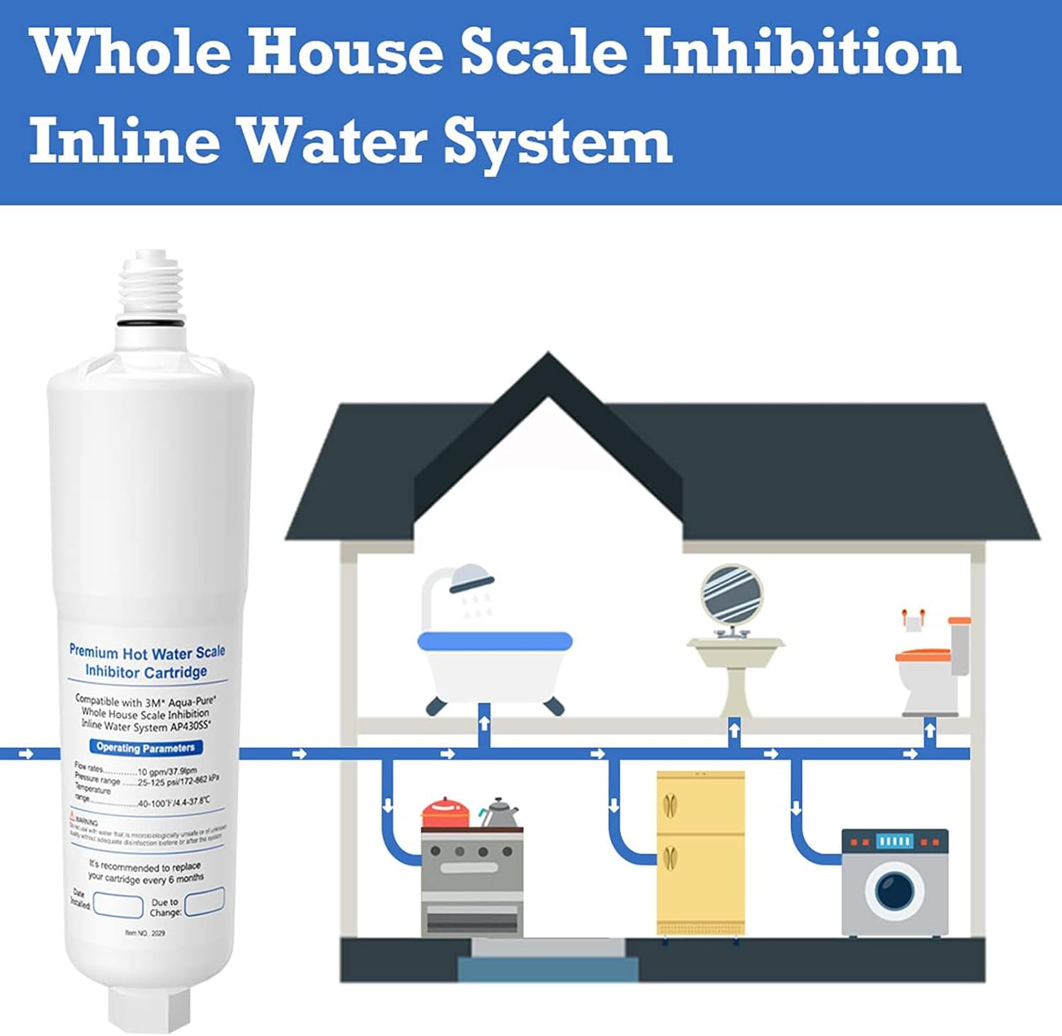 IT'S PURE EXPERT AP431 AP430SS Cartridge, Replacement for Aqua-Pure Whole House Scale Inhibition Inline Water System，Prevent Scale Build Up On Hot Water Heaters, Pipes and Boilers，1 Pack