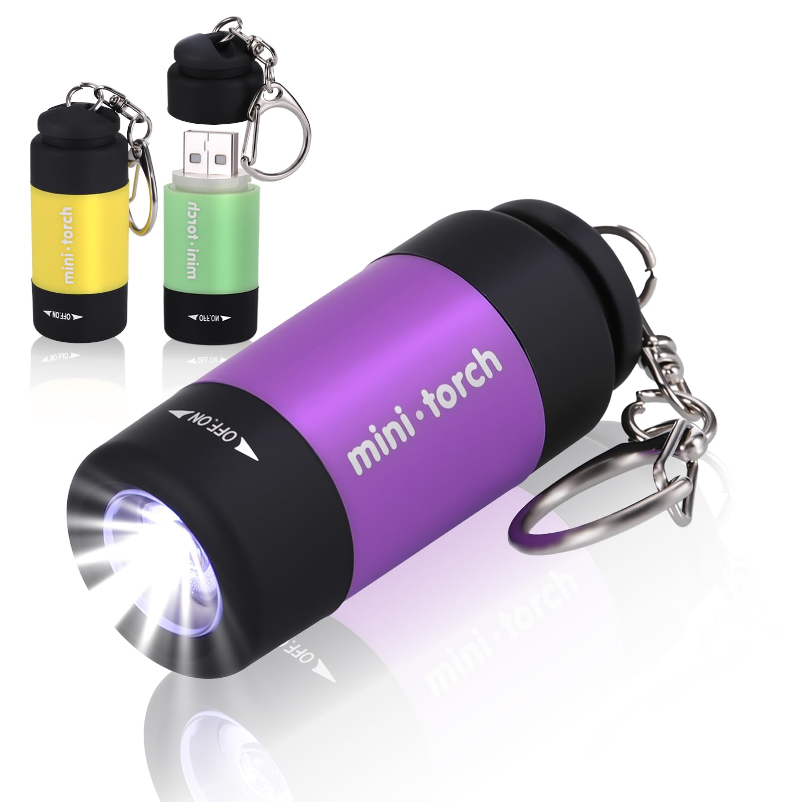 Kssvzz 3 Pack Small LED Torch, Colorful Kids Torch with Keyring, Rechargeable Pocket Mini Torches for Camping Hiking Outdoors Gift